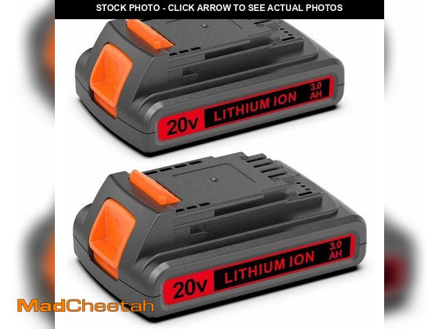 Lot 74-10905455 - PEYESTEN 2 Pack 3.0Ah 20v Battery Replacement for Black and Decker 20v Max Lithium Battery LBX20, Co...