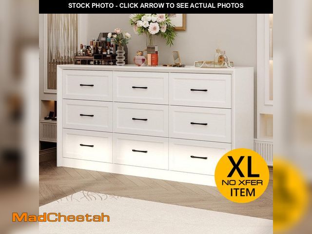 Lot 74-12659543 - FUFU&amp;GAGA Light Oak 9-Drawer 62.2 in. Dresser without Mirror, Storage Drawers with Smooth Glide,...