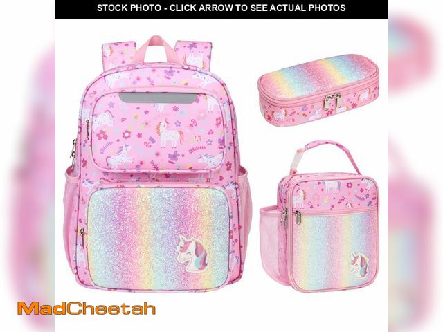 Lot 74-14378774 - BrainyBees Kids Backpack with Lunch Box - 15" Kindergarten Backpack Girls - USED