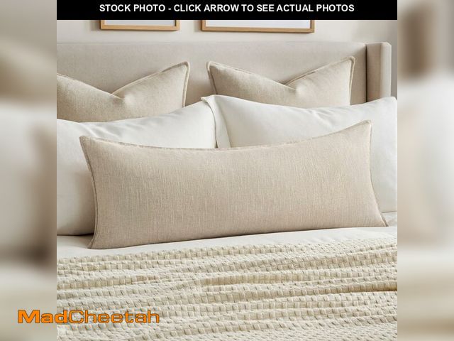 Lot 74-12714903 - MIULEE Decorative Long Body Lumbar Throw Pillow Cover 14x36 Inch Natural Beige Boho Farmhouse Neutra...