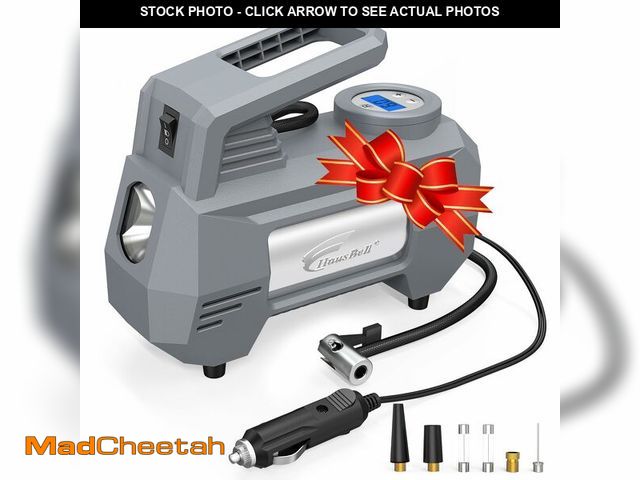 Lot 74-12712679 - HAUSBELL tire inflator portable air compressor for car, portable air pump for car tires, Handle up t...