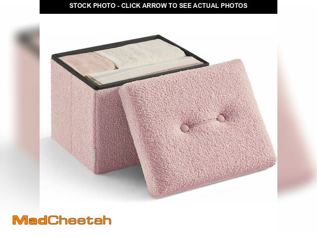 Lot 74-13041714 - SONGMICS Small Folding Storage Ottoman, Foot Rest Stool, 12.2 x 16.1 x 12.2 Inches, Ottoman with Sto...