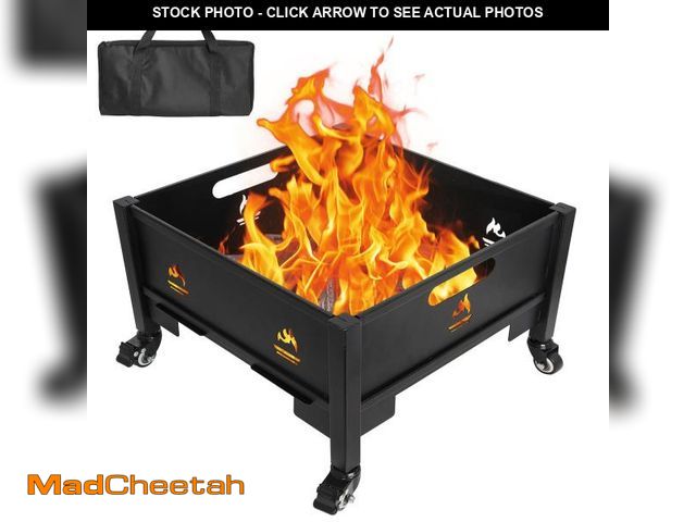 Lot 74-12149991 - Portable Square Fire Pit, 22 Inch Outdoor Collapsible Plug Firepit for Camping, Backyard, Patio, Por...