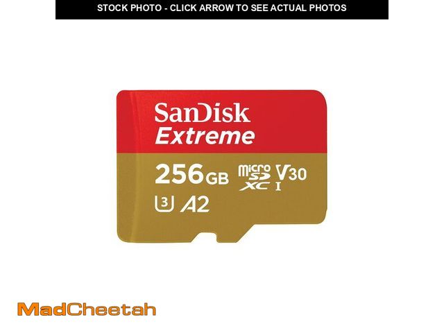 Lot 74-13629763 - SanDisk 256GB Extreme microSDXC UHS-I Memory Card with Adapter - Up to 190MB/s, C10, U3, V30, 4K, 5K...