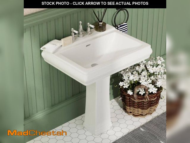 Lot 74-12518983 - DEERVALLEY 26.4 in. W x 19.7 in. D Rectangular Vitreous China Combo Bathroom Pedestal Sink in White ...