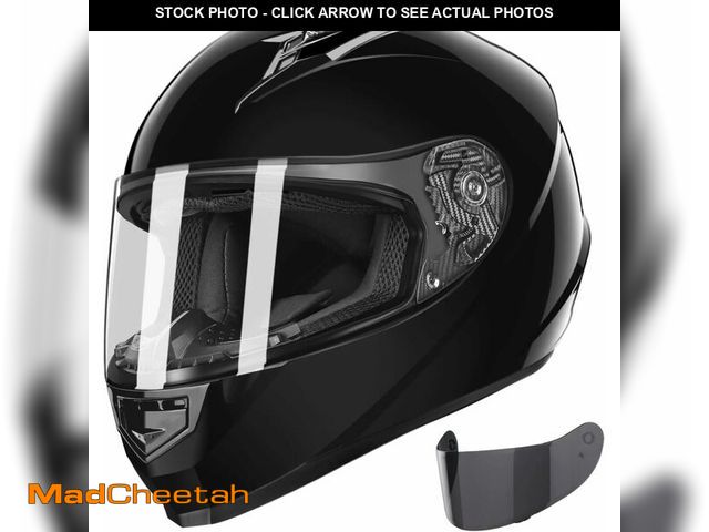 Lot 74-12827826 - GLX GX11 Compact Motorcycle Helmet - Black, Large - Full Face w/ Tinted Visor, DOT Approved - UNUSED