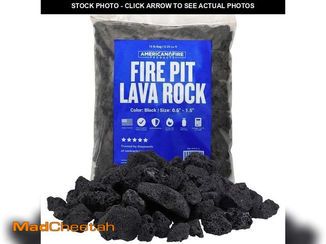 Lot 74-14357053 - American Fire Glass Medium Black Lava Rock (1/2 in. - 1 in.) 10 lbs. Bag - UNUSED