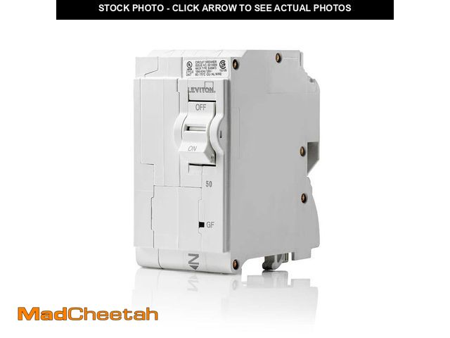 Lot 74-12746056 - Leviton Leviton Branch Circuit Breaker, GFCI, 2-Pole, 50 Amp, 120-Volt/240-Volt and 120-Volt/208-Vol...