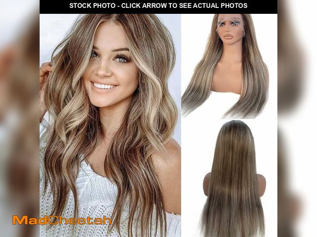 Lot 74-13628459 - Ombre Blonde Lace Front Wigs Brown Balayge Human Hair 18 Inch 13x4 Lace Front Wigs for Women Pre Plu...