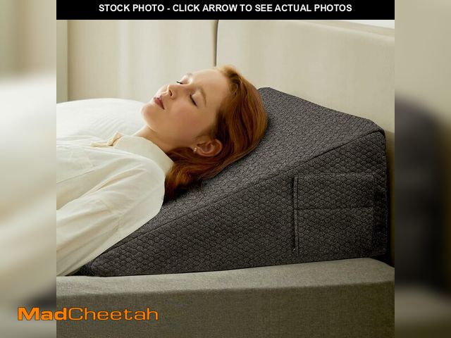 Lot 74-13582982 - Bedluxe Wedge Pillow, 12 inch Bed Wedge Pillow, Elevated Body Pillow for Back Support, Acid Reflux, ...