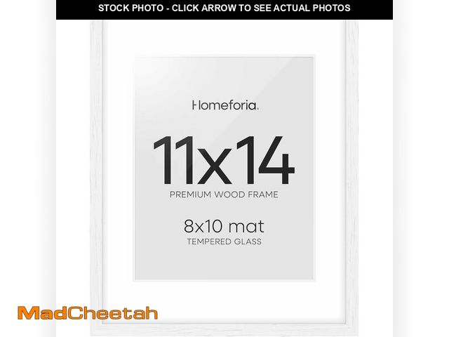 Lot 74-10824180 - Homeforia 11x14 Picture Frame White, Premium White Oak Wooden Frames 11x14 with Mat for 8x10, 11 x 1...