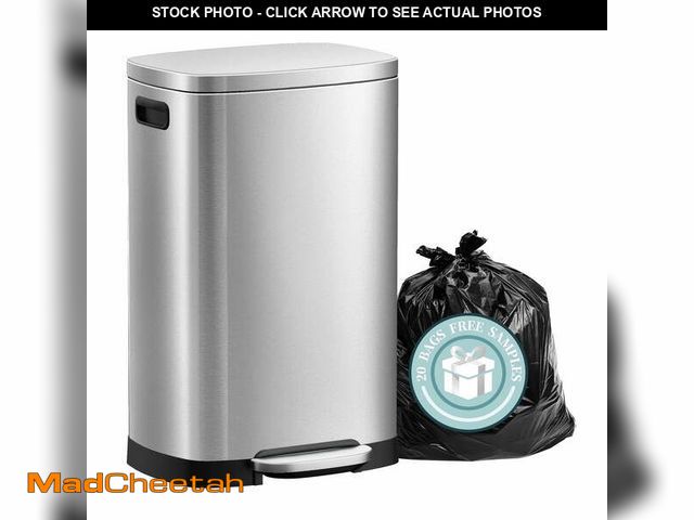 Lot 74-13815291 - KSSKSS 13 Gallon Trash Can with Lid,Fingerprint-Proof Stainless Steel Kitchen Trash Can with Soft-Cl...