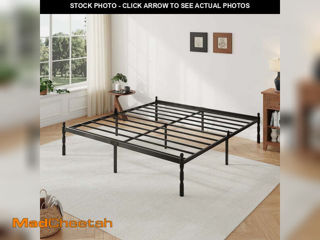 Lot 74-12548384 - QFTIME 14" King Metal Bed Frame with Mattress Non-Slip Stoppers, No Box Spring Needed - UNUSED