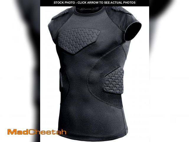 Lot 74-12305135 - COOLOMG Youth Football Chest Rib Protector Kids Padded Compression Shirt for Rugby Lacrosse Black XL...