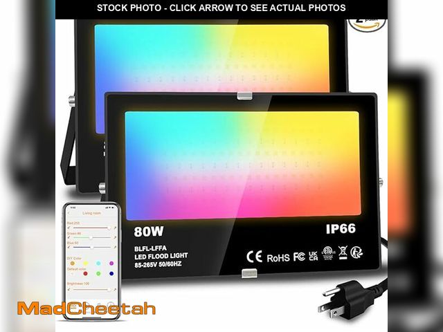 Lot 74-10824708 - LED Flood Light Outdoor, 300W Equivalent 3000LM Smart RGB Landscape Lighting with APP Control, DIY S...