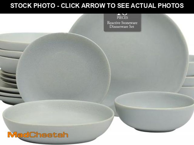 Lot 74-12098228 - Gibson Elite Zion Mist 16 Piece Stoneware Reactive Glaze (Service for 4) Ceramic Plates and Bowls Mo...