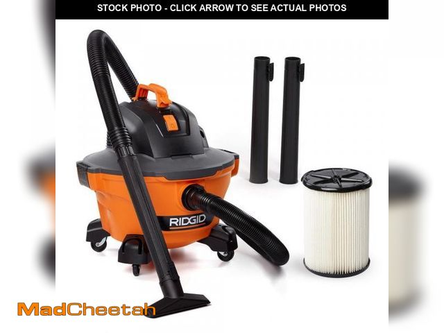 Lot 74-11826610 - RIDGID 6 Gallon 3.5 Peak HP NXT Shop Vacuum Wet Dry Vac with General Debris Filter, Locking Hose and...