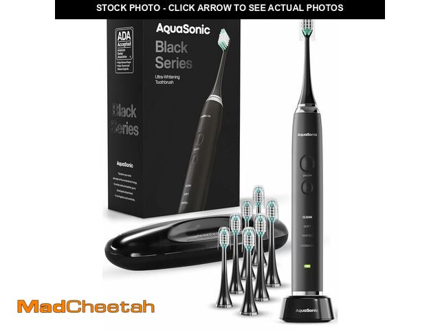 Lot 74-12432862 - Aquasonic Black Series Ultra Whitening Toothbrush Ã¢â¬â ADA Accepted Electric Toothbrush- 8 Brush...
