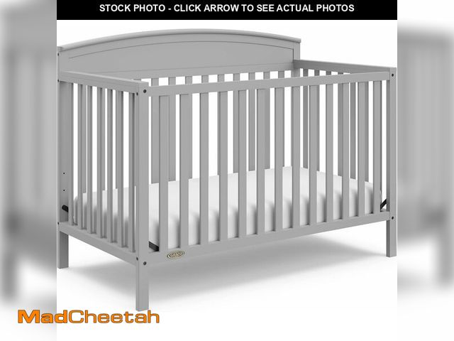 Lot 74-12366021 - Graco Benton 5-in-1 Convertible Crib (Pebble Gray) - GREENGUARD Gold Certified, Converts from Baby C...