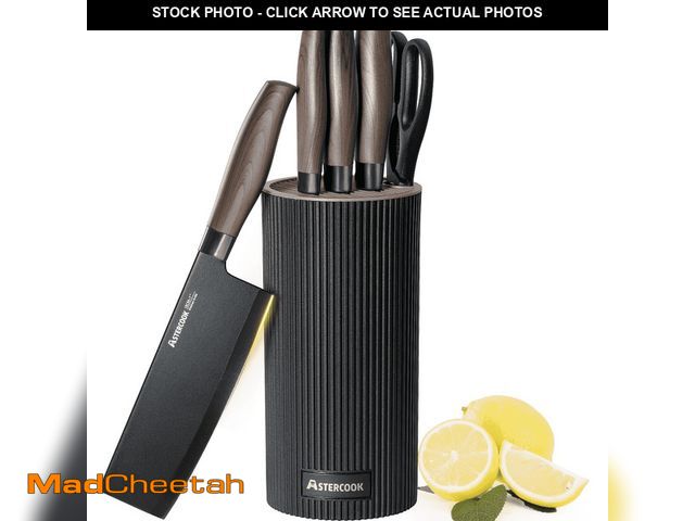 Lot 74-14350952 - Astercook Knife Set, 6-Piece Kitchen Knives Set with Block &amp; Non-Stick Healthy Coating, Stainles...