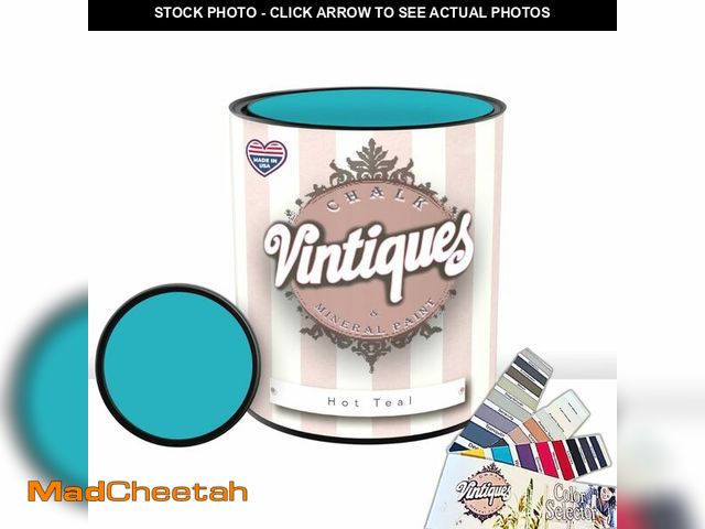 Lot 74-14066083 - Vintiques Chalk &amp; Mineral Paint, Hot Teal, 32oz - Matte Finish- Easy Application for DIY Project...
