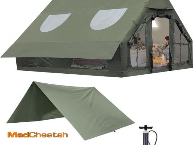 Lot 74-12244747 - KIKILIVE Inflatable Camping Tent with Pump, 4 Season Inflatable Tents for Camping, Inflatable House ...