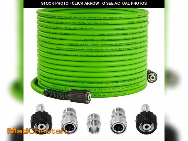 Lot 74-12716275 - PWACCS Pressure Washer Hose 50 FT x 1/4", Power Washer Hose Kink Resistant, Universal High-Pressure ...