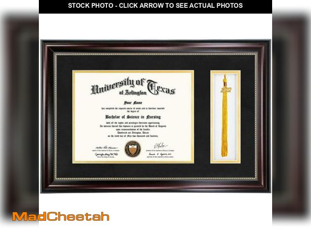 Lot 74-12401801 - GraduationMall 11 X 17 Mahogany Diploma Frame with Tassel Holder for 8.5 X 11 Certificate Document -...
