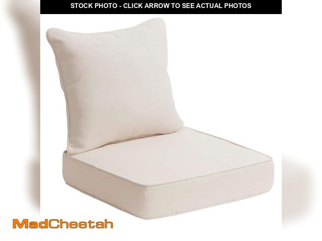 Lot 74-14115377 - Hampton Bay 24 in. W x 24 in. D CushionGuard Deep Seat Universal Outdoor Lounge Chair Cushion in Alm...