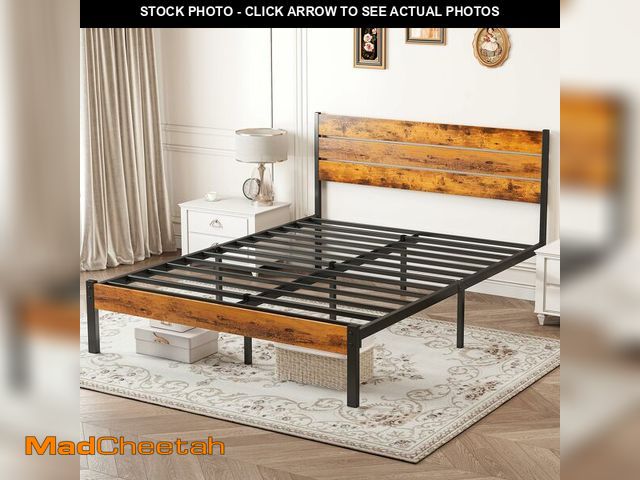 Lot 74-13053179 - Yapamar Metal Platform Bed Frame with Headboard &amp; Footboard - Heavy Duty Mattress Foundation, No...
