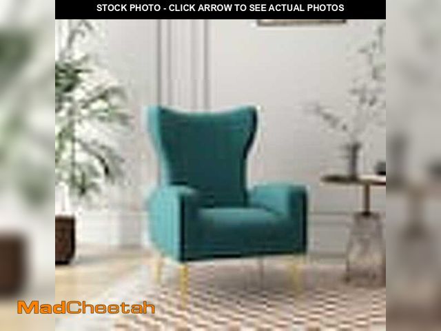 Lot 74-12663999 - Uixe 26 in. Modern Peacock Blue Upholstered Velvet Arm Chair with Metal Legs - UNUSED