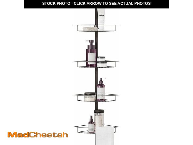 Lot 74-13710916 - Zenna Home Tension Pole Shower Caddy Corner Organizer, Adjustable Standing Shower Caddy with 4 Baske...