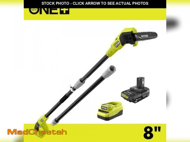 Lot 74-12364707 - RYOBI ONE+ 18V 8 in. Cordless Oil-Free Pole Saw with 1.5 Ah Battery and Charger - UNUSED