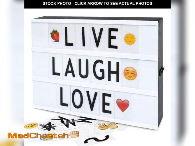 Lot 74-11548125 - Cinema Light Box with 190 Letters Symbols - A4 Size Cinematic Light Up Sign Personalized DIY LED Let...