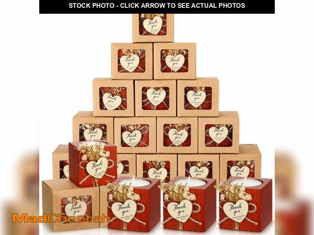 Lot 74-13626322 - Jingmore 50 Sets Wedding Candles Favors Bridal Shower Thank You Gifts for Guest Rustic Wood Candle H...