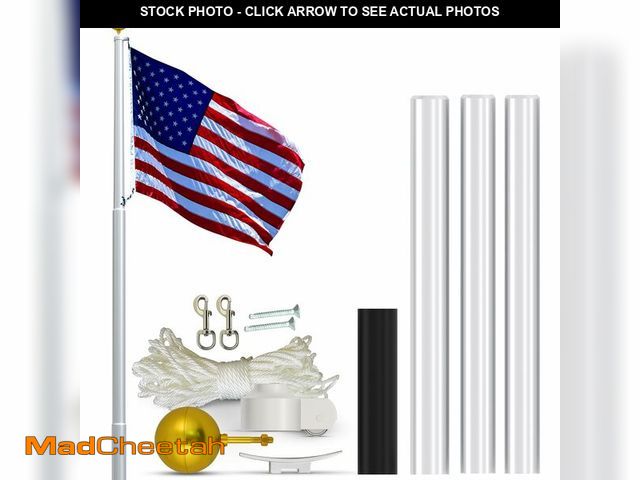 Lot 74-12571041 - (MISSING HARDWARE) Super Tough USA-Made 20ft Heavy Duty Flag Pole for Outside House - Clear Anodized...