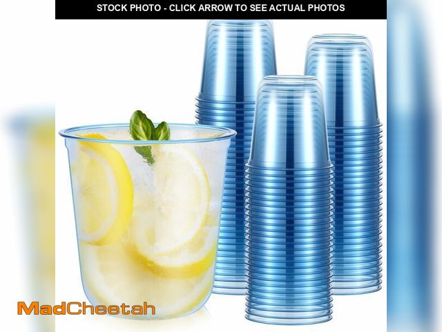 Lot 74-14483220 - Ziliny 50 Pcs Disposable Stemless Glasses 12oz Crystal Plastic Wine Glasses Clear Classic Pet Cup fo...
