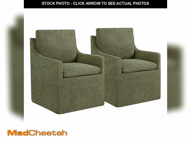 Lot 74-12270189 - KISLOT Upholstered Dining Chairs with Casters Easy Assembly Modern Accent Armchair with Rollers for ...