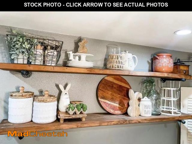 Lot 74-12388109 - HDDFER Industrial Pipe Wall Wood Shelves,Real Wooden Shelves 60" in Special Brown Color with 11.8" E...