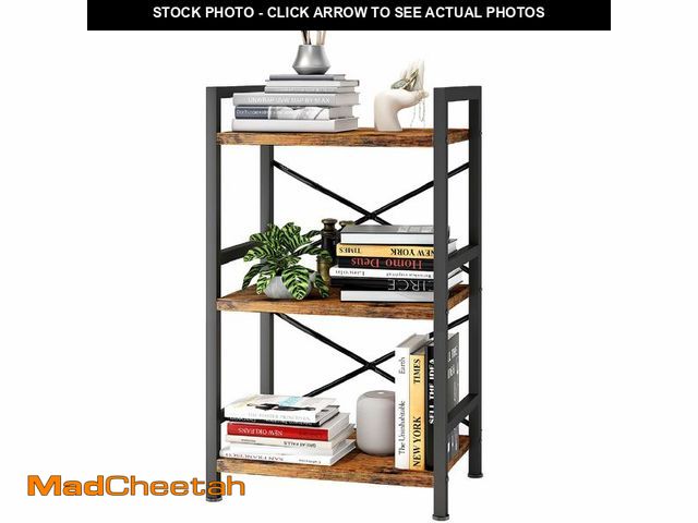 Lot 74-13563978 - Homeiju Bookshelf, 3 Tier Industrial Bookcase, Metal Small Bookcase, Rustic Etagere Book Shelf Stora...