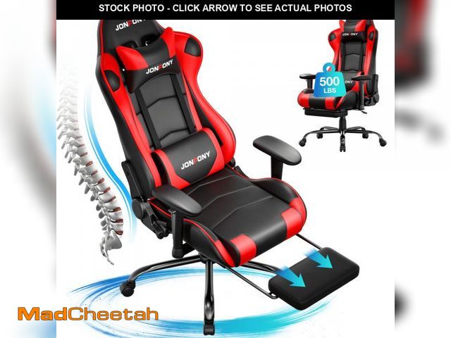 Lot 74-12486564 - JONPONY Big and Tall 500LBS Gaming Chair, Ergonomic Design, Gamer Chair PU Leather with Footrest and...