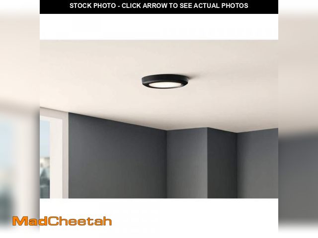 Lot 74-12491731 - Commercial Electric 7.5 in. Disk Light LED Flush Mount with Night Light Feature and Extra Black Trim...