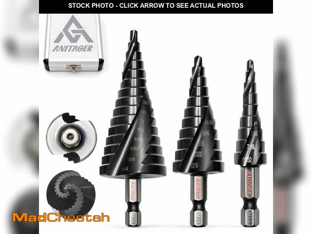 Lot 74-13621883 - ANITAGER Unibit Step Drill Bit Set, 3-Piece M35 Cobalt HSS TiAlN, 5/32"Ã¢â¬â1-1/4" Range Ã¢â¬â...