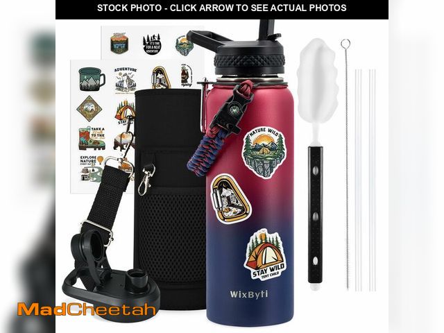 Lot 74-14154928 - WixByti 40 oz Insulated Water Bottle with Straw (Cold for 36 Hrs), Stainless Steel Triple Wall Vacuu...