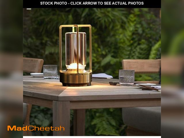 Lot 74-14297774 - HAPYGI Portable Metal Table Lamp for Indoor/Outdoor,Rechargeable Cordless LED Lamp, 3-Colour Infinit...