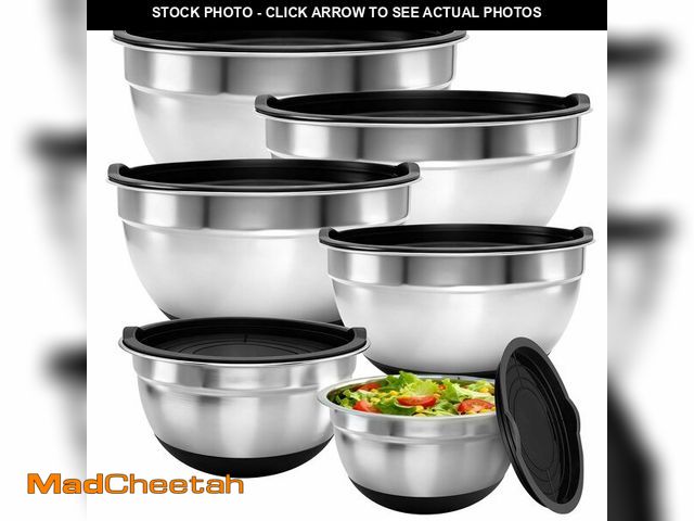 Lot 74-13626109 - Inmorven Mixing Bowls With Lids Set, Airtight Lids, 6 piece Stainless Steel Metal Nesting Storage Bo...