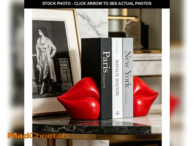 Lot 74-14381632 - ifreeside 2PCS Red Lips Decorated Bookends for Red Room Decor Unique Bookends for Heavy Books for Ho...