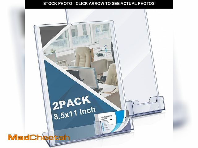 Lot 74-12718541 - Vicenpal Acrylic Flyer Stand Sign Holder with Business Card Holder 8.5 x 11 Clear Brochure Display S...