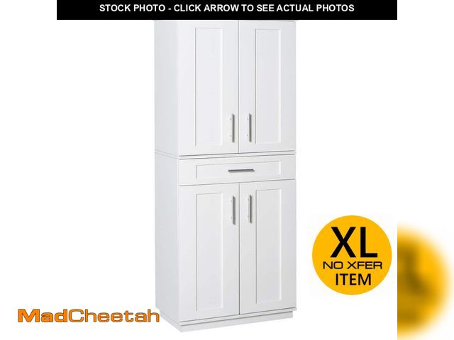 Lot 74-13611084 - HOMCOM Modern Kitchen Pantry Freestanding Cabinet Cupboard with Doors and Shelves, Adjustable Shelvi...