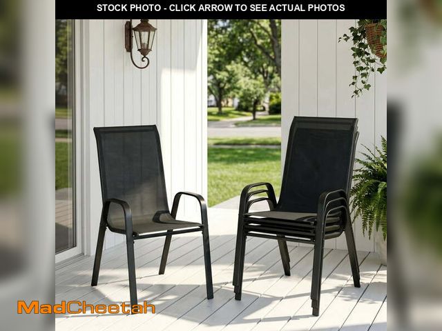 Lot 74-14351332 - Pirecart Outdoor Patio Dining Chairs Set of 4, All Weather Outdoor Stacking Chairs for Backyard, Dec...